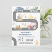 Bouw van vrachtwagens Theme Birthday Party Kaart (Staand voorkant)