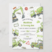 Bouw van vrachtwagens Theme Birthday Party Kaart (Voorkant)