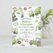 Bouw van vrachtwagens Theme Birthday Party Kaart (Staand voorkant)