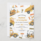 Bouw van vrachtwagens Theme Birthday Party Kaart (Voorkant)