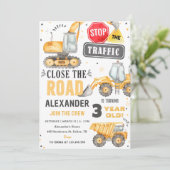 Bouw van vrachtwagens Theme Birthday Party Kaart (Staand voorkant)