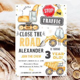 Bouw van vrachtwagens Theme Birthday Party Kaart