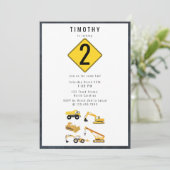 Bouw van vrachtwagens Theme Birthday Party Kaart (Staand voorkant)