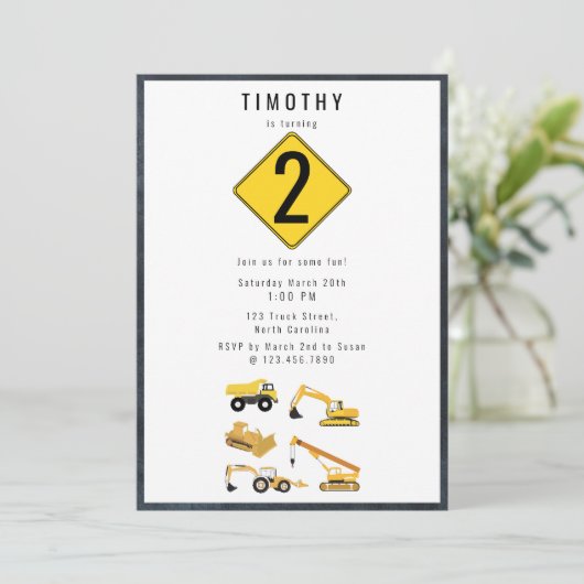 Bouw van vrachtwagens Theme Birthday Party Kaart (Staand voorkant)