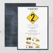 Bouw van vrachtwagens Theme Birthday Party Kaart (Voorkant / Achterkant)