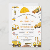 Bouw van vrachtwagens Theme Birthday Party Kaart (Voorkant)