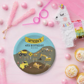 Bouw van vrachtwagens Theme Birthday Party Papieren Bordje (Feest)