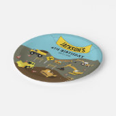 Bouw van vrachtwagens Theme Birthday Party Papieren Bordje (Gekanteld)