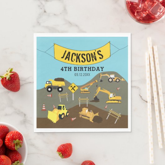 Bouw van vrachtwagens Theme Birthday Party Servet (Insitu)