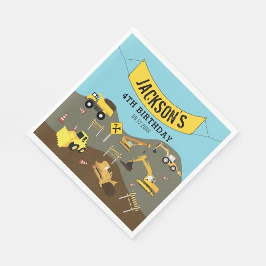 Bouw van vrachtwagens Theme Birthday Party Servet (Hoek)