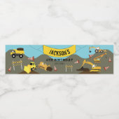 Bouw van vrachtwagens Theme Birthday Party Waterfles Etiket (Enkel label)