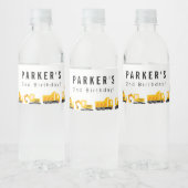 Bouw van vrachtwagens Theme Birthday Waterfles Etiket (Flessen)