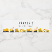 Bouw van vrachtwagens Theme Birthday Waterfles Etiket (Enkel label)