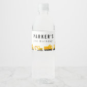 Bouw van vrachtwagens Theme Birthday Waterfles Etiket (Voorkant)