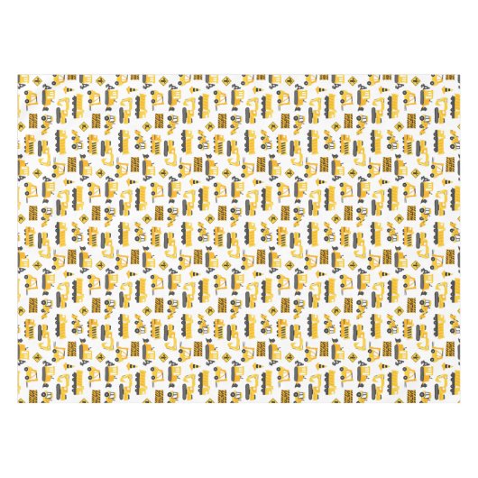 Bouw van vrachtwagens: wit patroonpatroon tafelkleed (Voorkant (Horizontaal))