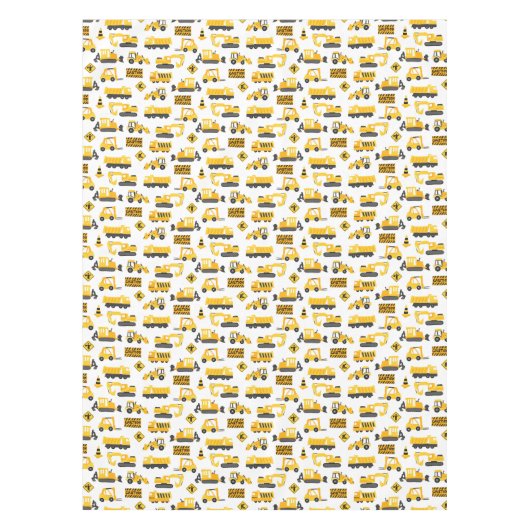 Bouw van vrachtwagens: wit patroonpatroon tafelkleed (Voorkant)