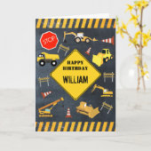 Bouw van vrachtwagens Zware machine van Birthday B Kaart (Gele Bloem)