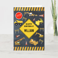 Bouw van vrachtwagens Zware machine van Birthday B Kaart