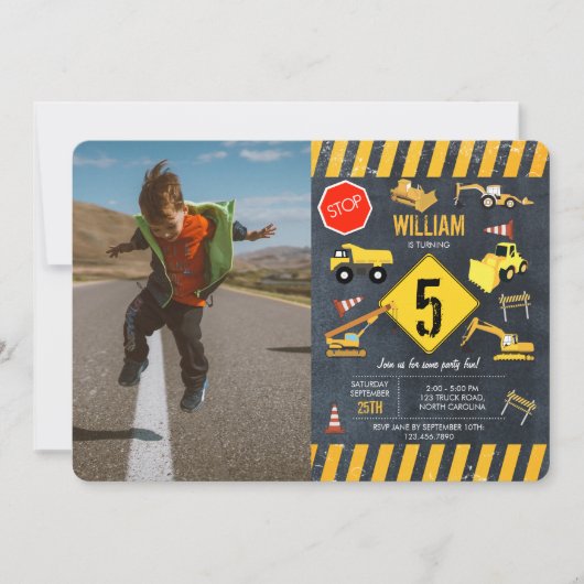 Bouw van vrachtwagens Zware machines Foto van de v Kaart (Voorkant)