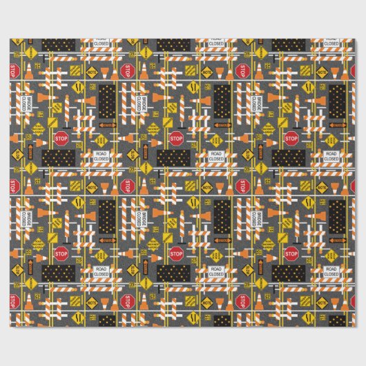 Bouw van wegen cadeaupapier (Vlak)