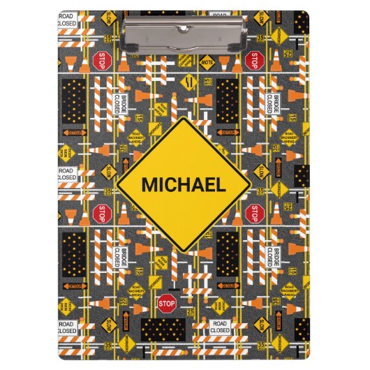 Bouw van wegen klembord (Voorkant)