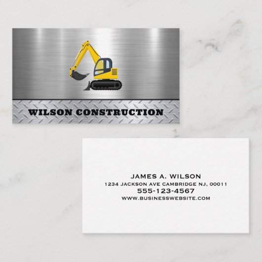 Bouw van zware machines visitekaartje (Voorkant / Achterkant)