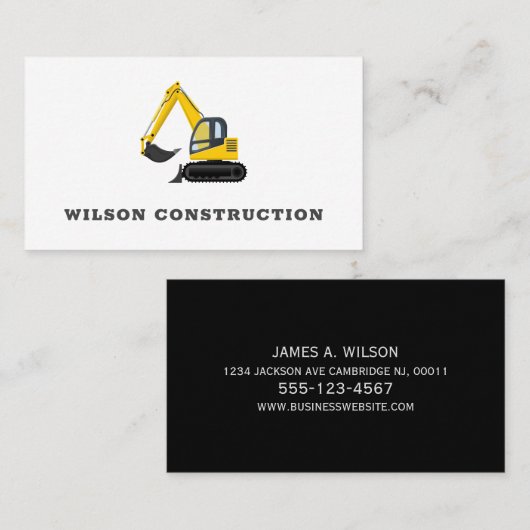 Bouw van zware machines visitekaartje (Voorkant / Achterkant)