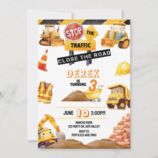 Bouw Verjaardag, Bouw, Tractor, Kaart (Voorkant)