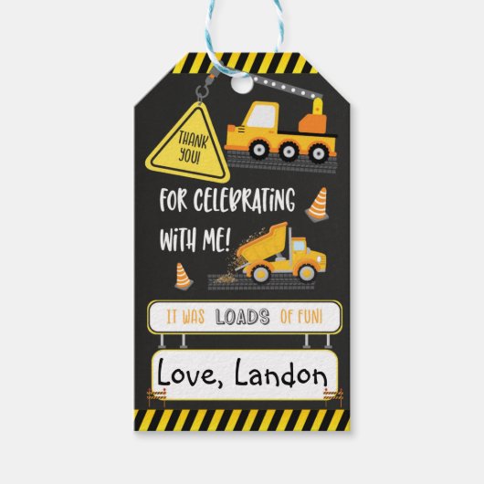 Bouw Verjaardag Dank u Cadeaulabel (Voorkant)