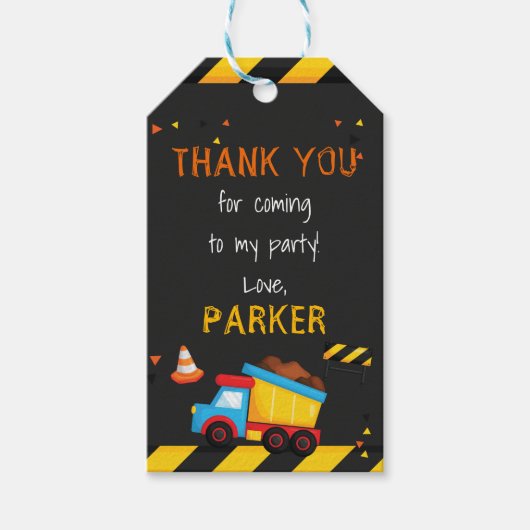 Bouw Verjaardag Dank u Chalkboard Cadeaulabel (Voorkant)