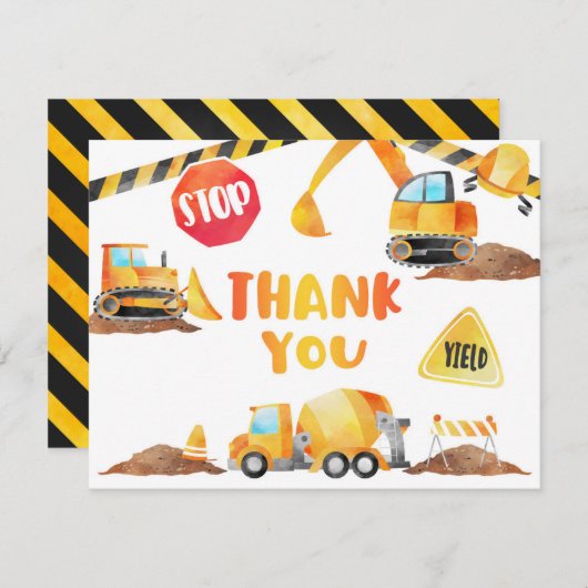 Bouw Verjaardag Dank u kaart - WH (Voorkant / Achterkant)