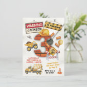 Bouw Verjaardag Draaien Drie Wrecking Bal Kaart (Staand voorkant)