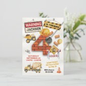 Bouw Verjaardag Draaien Vier Wrecking Bal Kaart (Staand voorkant)