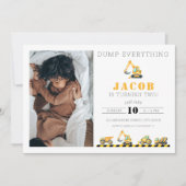 Bouw Verjaardag Dump Truck Digger Foto Kaart (Voorkant)