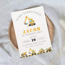 Bouw Verjaardag Dump Truck Graver Graafmachine