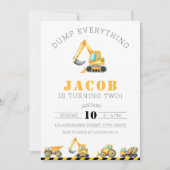 Bouw Verjaardag Dump Truck Graver Graafmachine Kaart (Voorkant)