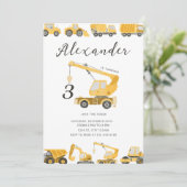 Bouw Verjaardag Dump Truck Graver Graafmachine Kaart (Staand voorkant)