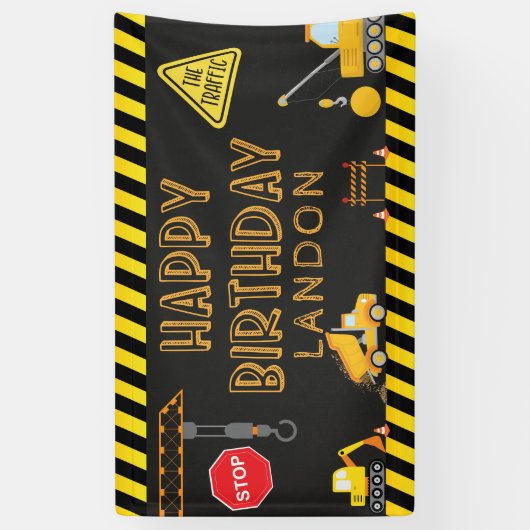 Bouw verjaardag Gelukkige Verjaardag Spandoek (Verticaal)