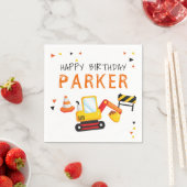 Bouw Verjaardag Gepersonaliseerde graafmachine Servet (Insitu)