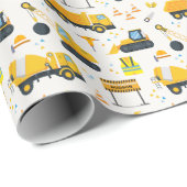 Bouw Verjaardag Inpakpapier – Gele Dump (Rol Hoek)