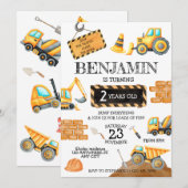 Bouw Verjaardag Jongen Verjaardagsfeestje Kaart (Voorkant / Achterkant)