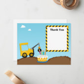 Bouw verjaardag Partij Dank je wel Notitiekaartje (Voorkant / Achterkant in situ)