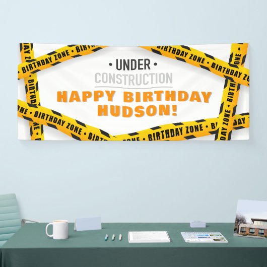 Bouw Verjaardag Party Banner - Gele Dump (Beurs)