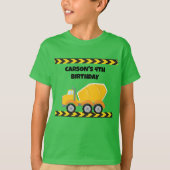 Bouw Verjaardag Party Dump Truck Groene Kinderen T-shirt (Voorkant)