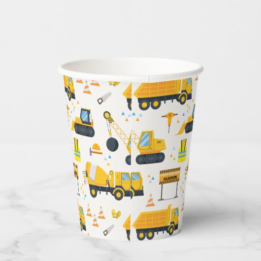 Bouw Verjaardag Party Papieren Bekers – Geel Du (Rechts)