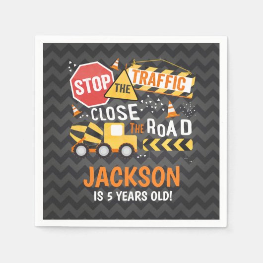 Bouw Verjaardag Party Servet Dump Truck (Voorkant)