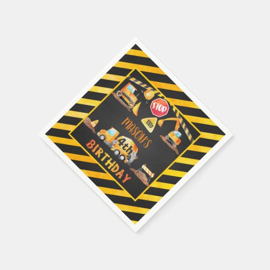 Bouw Verjaardag servet - Zwart (Hoek)