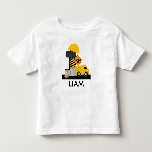 Bouw Verjaardag Shirt, Dump Truck Leeftijd 1 Kinder Shirts (Voorkant)
