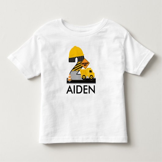 Bouw Verjaardag Shirt, Dump Truck Leeftijd 2 Kinder Shirts (Voorkant)