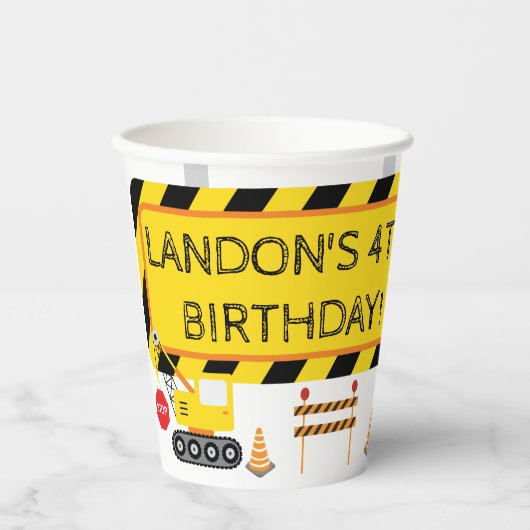 Bouw Verjaardag Sluit de weg Papieren Bekers (Voorkant)